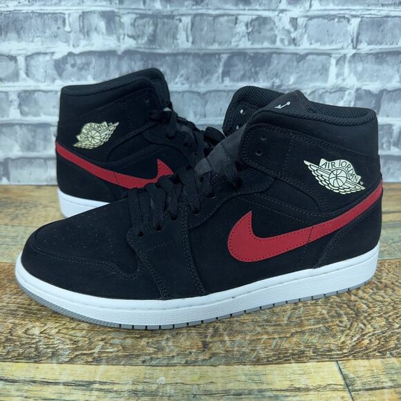 Nike Air Jordan 1 Mid Multicolor Swoosh Black 554724-065 Mens Size 9.5 New Rare - Picture 1 of 7